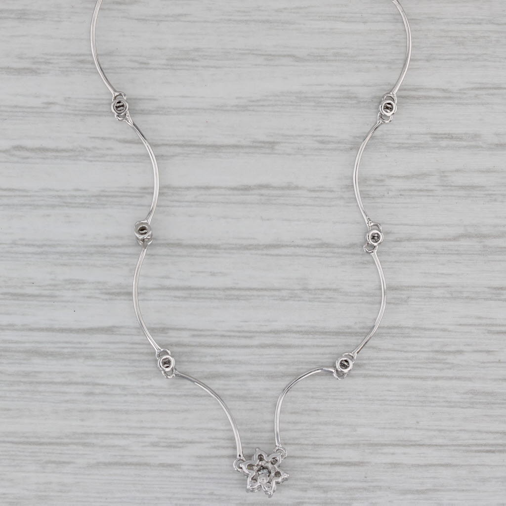 0.42ctw Diamond Bear Link Necklace in 14k White Gold - 17.5 Inch Elegant Chain for Women, Perfect for Anniversary Gifts, Valentine's Day & Special Occasions