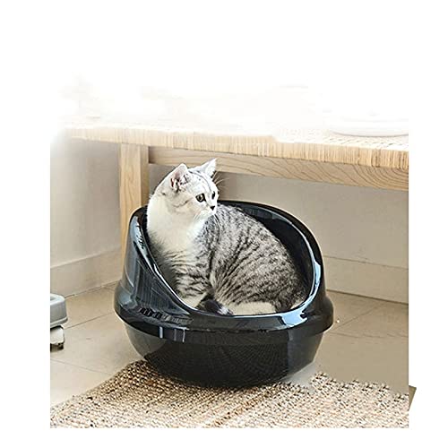 Premium Semi-Enclosed Cat Litter Box with Separable Design - Large, Splash-Proof & Smooth Lines for Easy Cleaning | Ideal for Multi-Cat Homes & Small Apartments (Color: Beige)