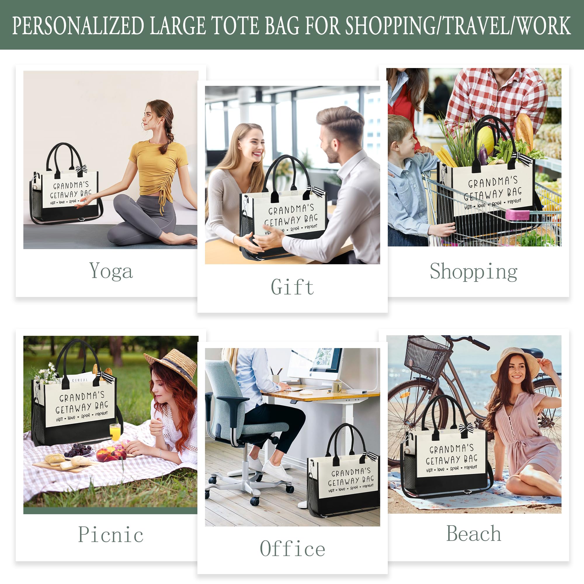 Personalized Canvas Tote Bag for Women - Birthday, Mother's Day, Wedding & Christmas Gift Ideas - Perfect for Beach, Shopping & Everyday Use