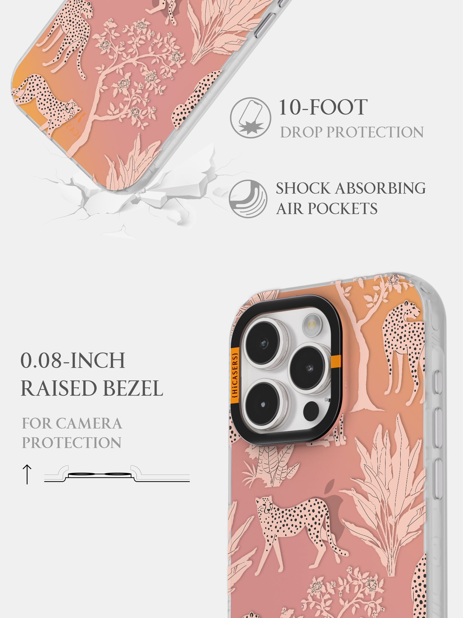 Jungle Cheetah Print Iridescent Phone Case in Pink - Perfect for iPhone & Samsung Galaxy, Stylish Protective Cover for Everyday Use & Travel