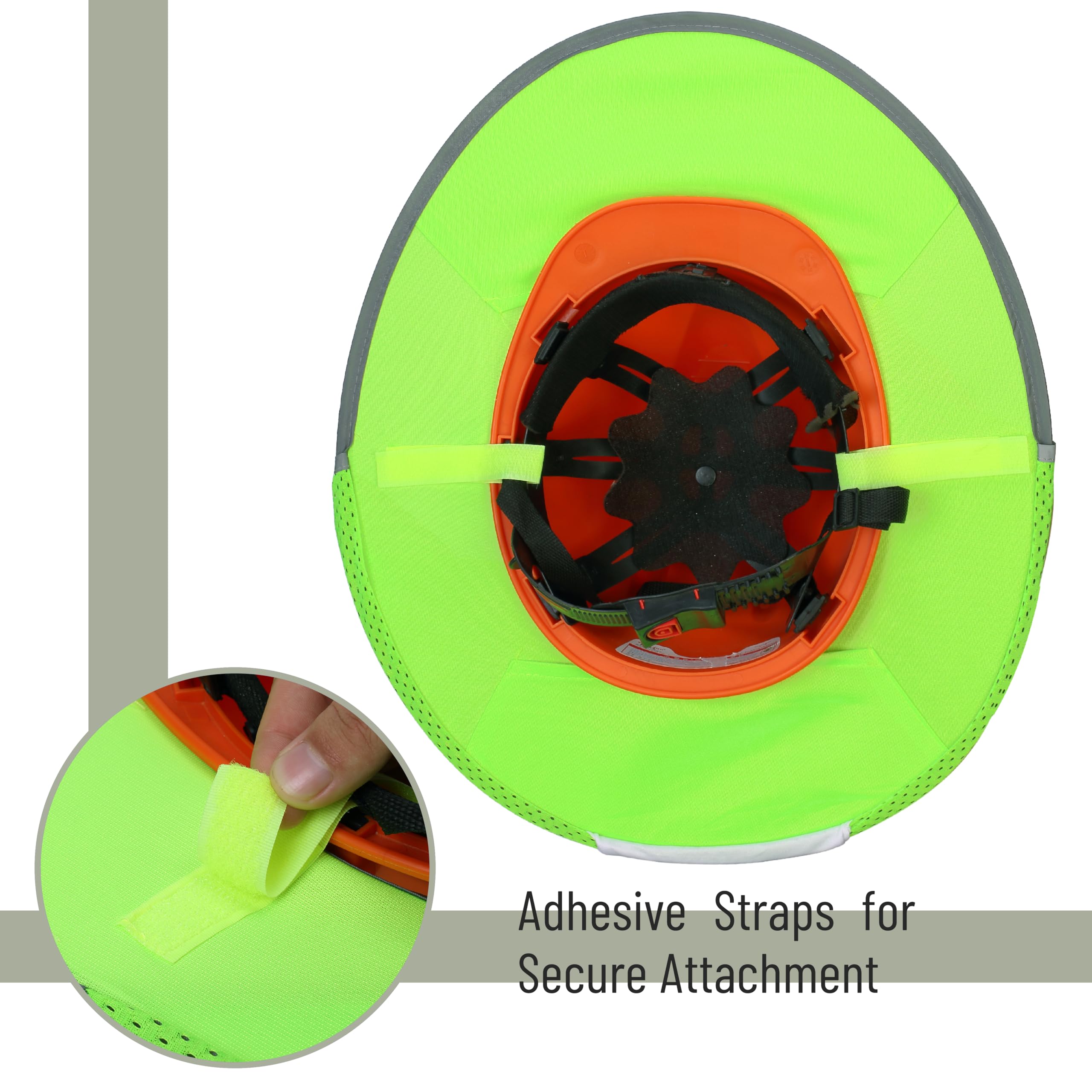 UNCO High Visibility Reflective Hard Hat Sun Shield - Green Full & Standard Brim Mesh Sunshade for Construction, Safety Work & Outdoor Labor | Hard Hat Accessories, Visor & Neck Shade for Sun Protection
