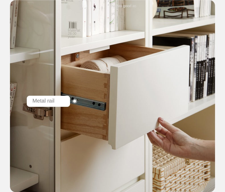Stylish Poplar Solid Wood Bookcase in Cream - Perfect for Living Room, Bedroom, or Home Office Storage