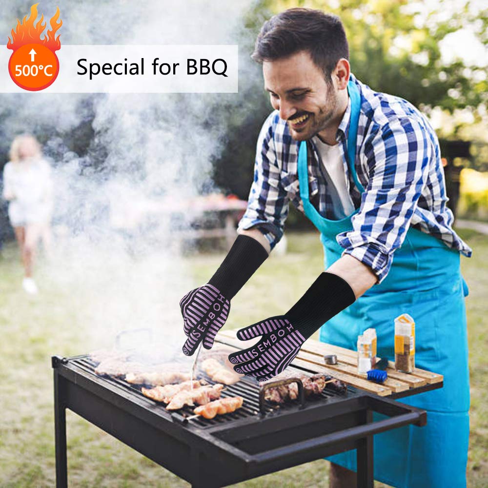 932℉ Extreme Heat Resistant BBQ Gloves - Food Grade Silicone Oven Mitts for Grilling & Baking | Non-Slip Kitchen Gloves for Cooking, Roasting, Smoker & Outdoor Camping Use