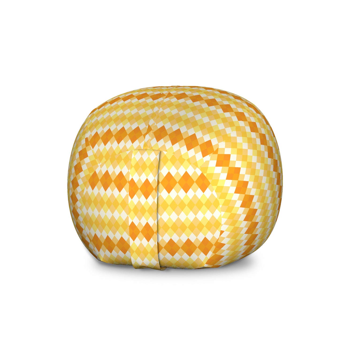 Ambesonne Argyle Toy Storage Bag Chair - Monochrome Retro Rhombus Pattern, Washable Stuffed Animal Organizer, Large Size Mustard Dark Peach - Perfect for Kids' Room, Playroom & Nursery Organization