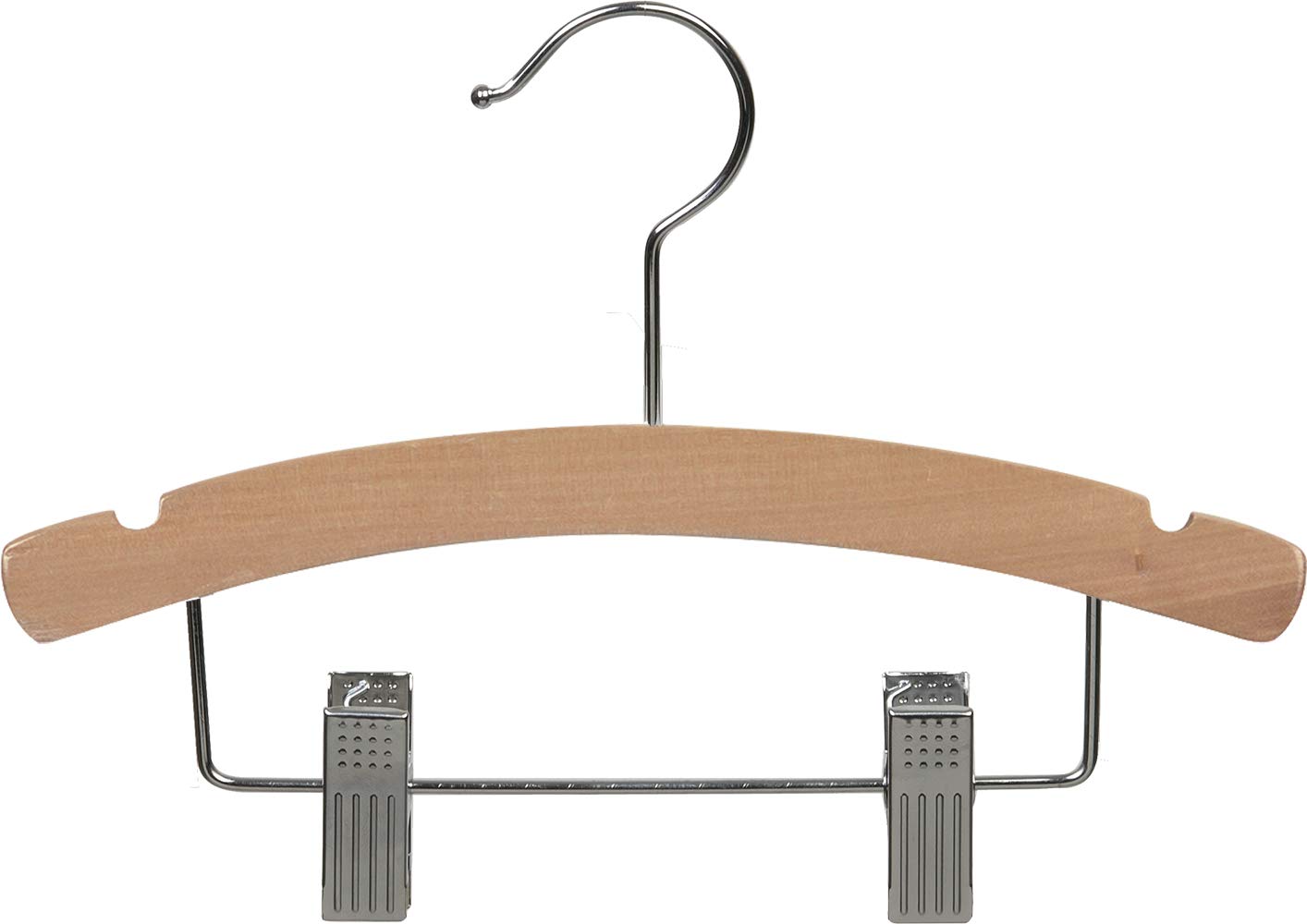 The Great American Hanger Company 25-Pack Wooden Kids Clothes Hangers with Adjustable Cushion Clips - 12 Inch Natural Finish Wood Top Hangers with Chrome Swivel Hook for Children's Wardrobe Organization | Perfect for Closets, Dressers & Travel Packing