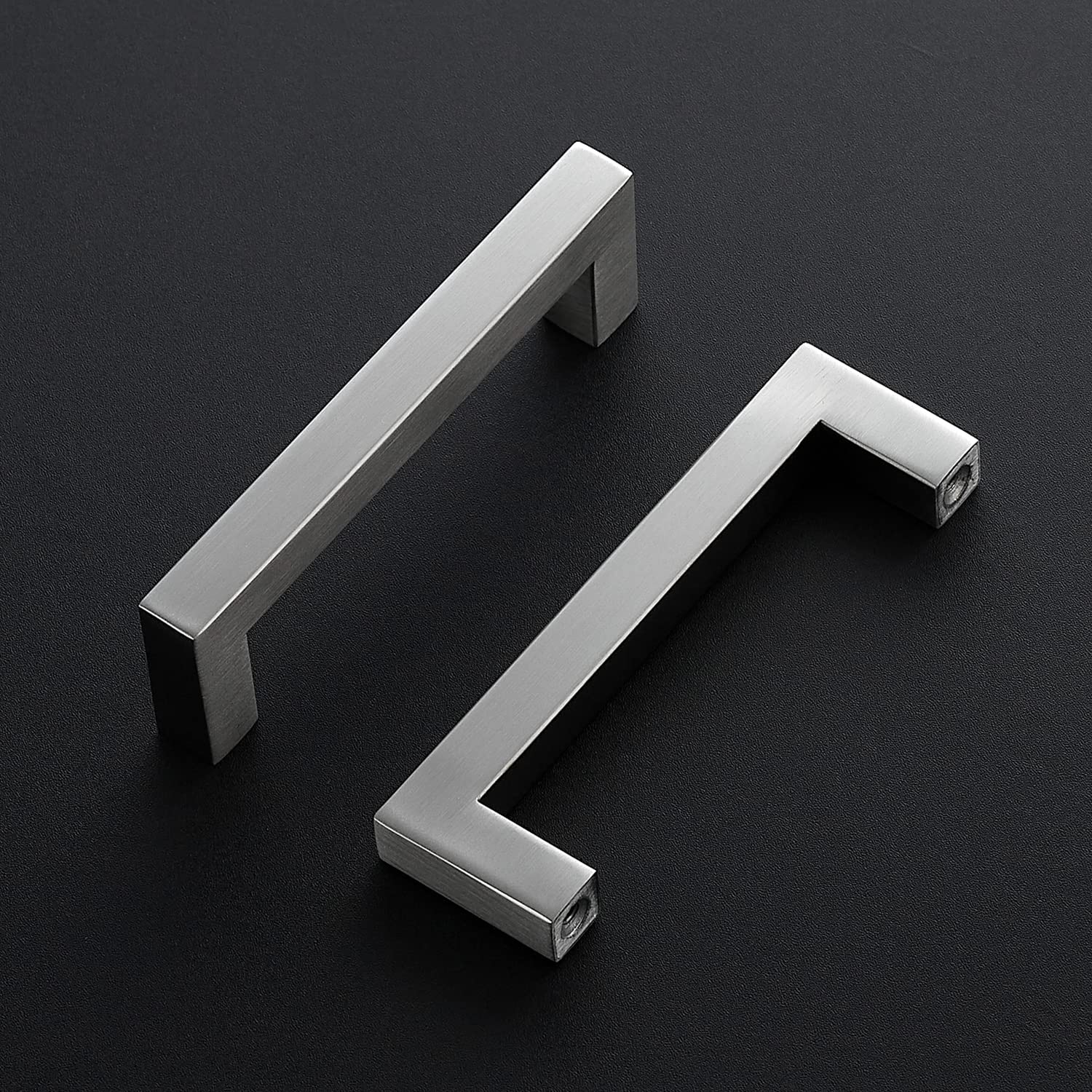 Ravinte 5-Pack Brushed Nickel Cabinet Pulls - 4-1/2 Inch Stainless Steel Square Kitchen Cabinet Handles with Screwdriver Included | Perfect for Modern Kitchen Cabinets, Bathroom Vanities & Furniture Upgrades