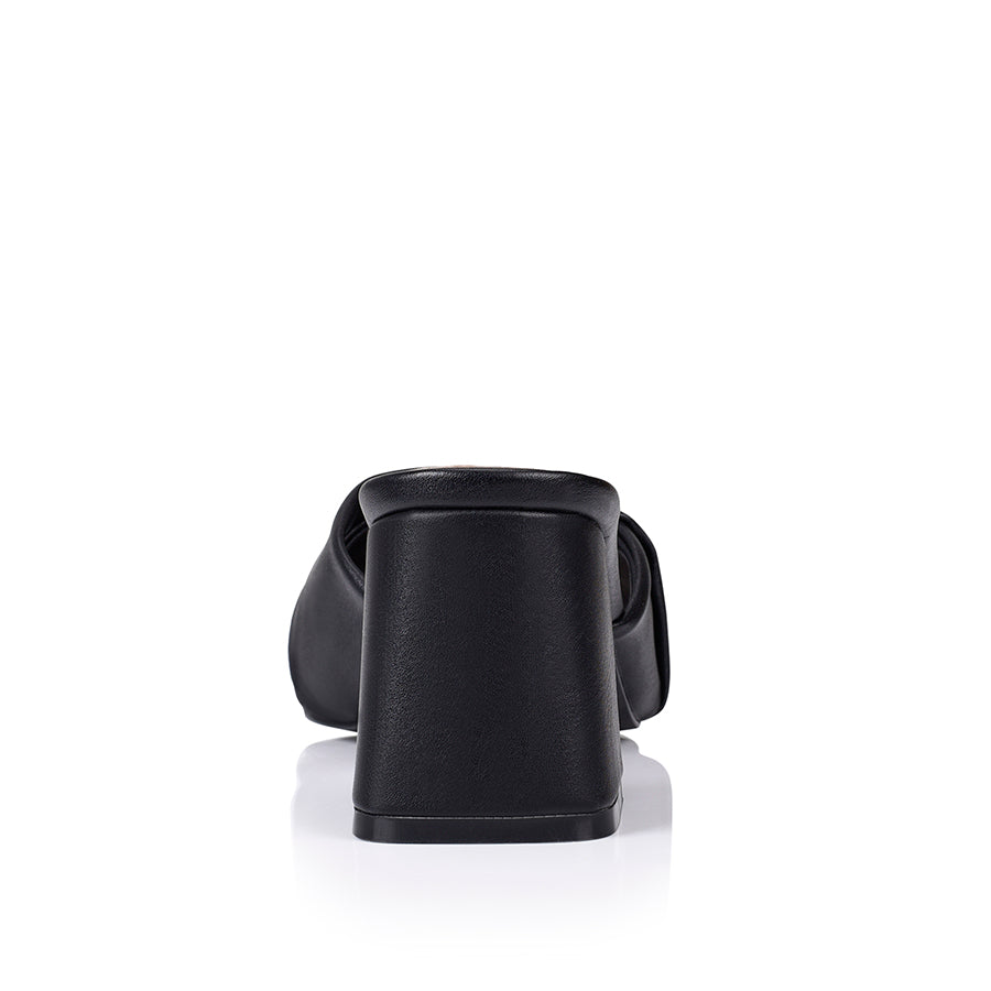 Stella Black Smooth Block Heel Mules for Women - Comfortable Slip-On Shoes for Office, Party & Casual Wear