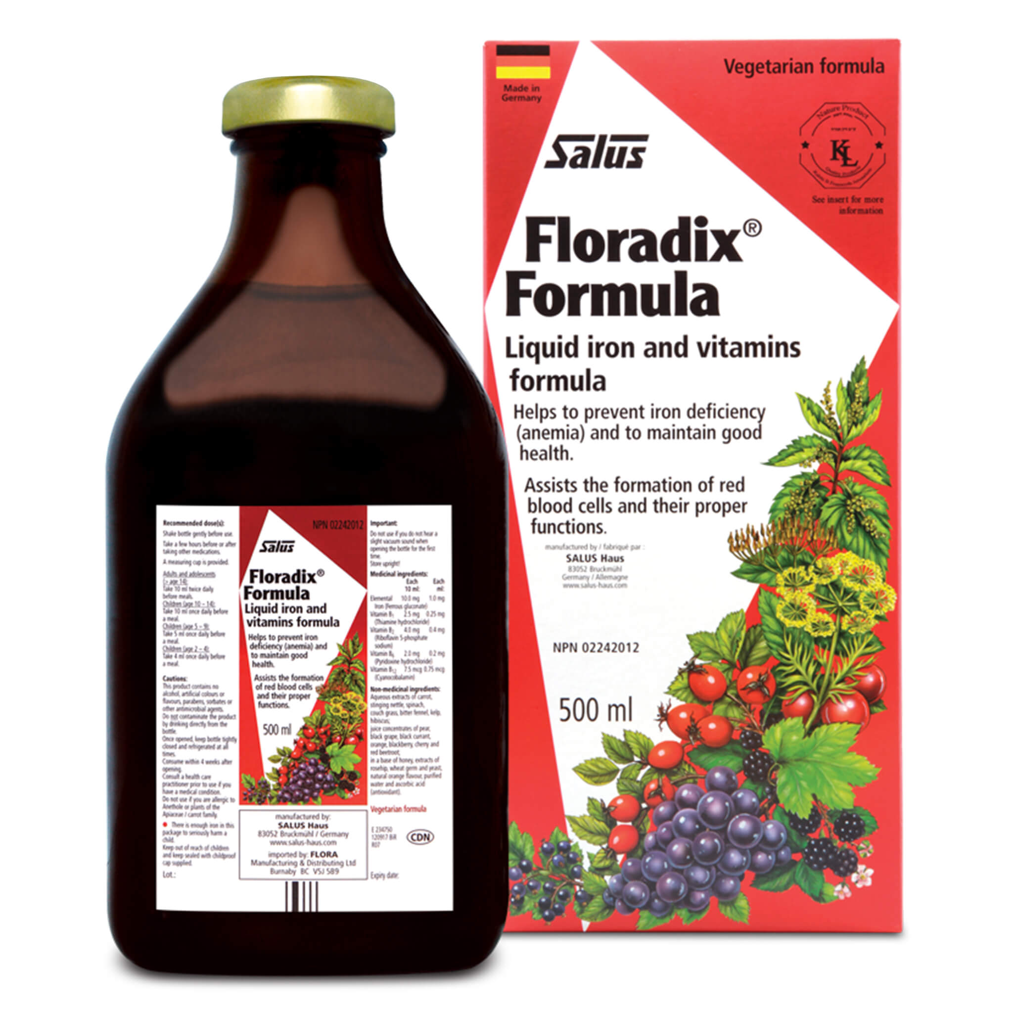 Floradix Iron & Vitamins Formula Liquid Supplement - Bonus Shrink Pack for Energy & Vitality | Supports Healthy Blood & Immune System | Ideal for Active Lifestyles & Pregnancy Wellness