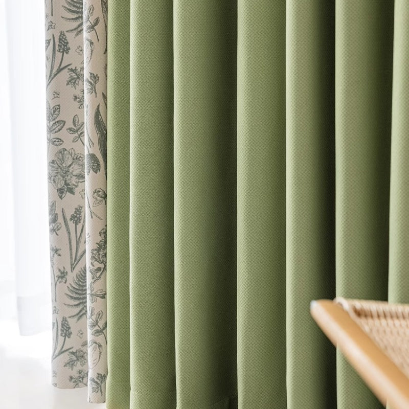 Brielle Sage Green Patchwork Blackout Custom Curtains for Bedroom & Living Room - Thermal Insulated Noise Reducing Window Drapes for Home Decor