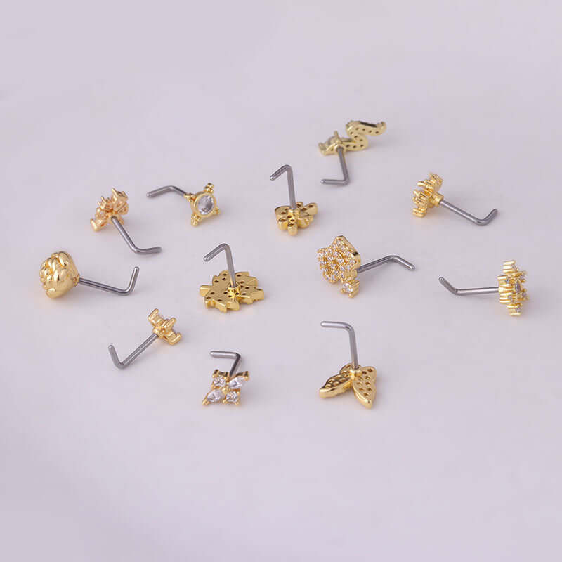 20G Hypoallergenic Rose Leaf Nose Studs - Surgical Steel Nose Ring for Sensitive Skin | Perfect for Everyday Wear, Parties & Special Occasions | HSPJ700