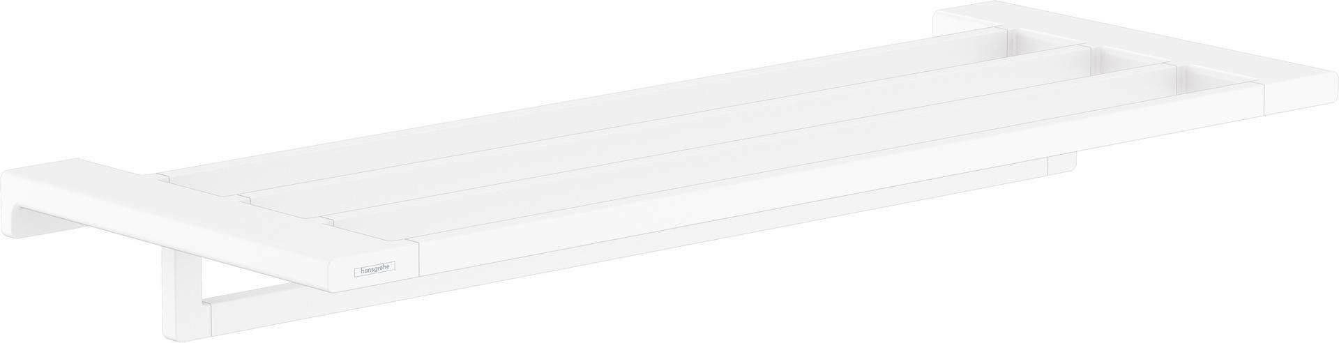 Hansgrohe AddStoris Shelf with Towel Bar in Matte White (41751700) - Bathroom Wall Shelf for Towels & Storage, Perfect for Modern Bathrooms & Spa Decor