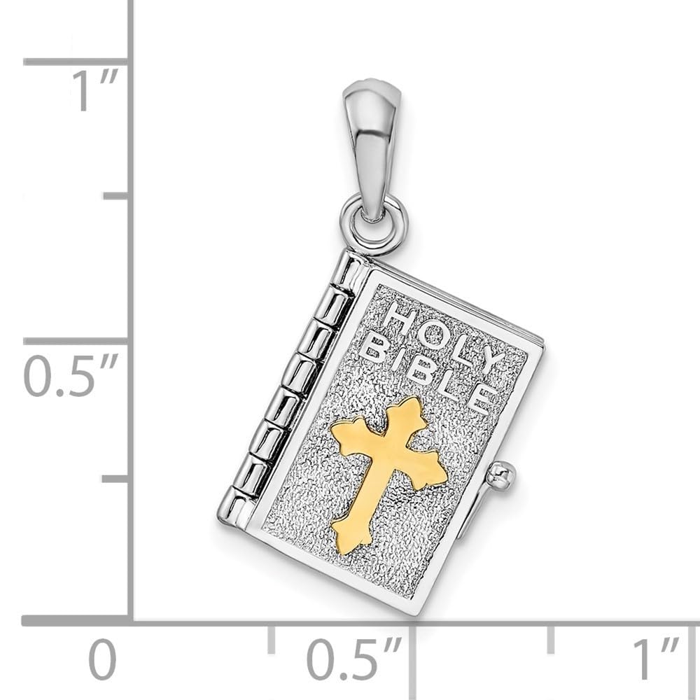 925 Sterling Silver 3D Lords Prayer Holy Bible Pendant Necklace - Religious Jewelry Gift for Christians (24.34mm x 14.06mm) - Perfect for Baptism, Confirmation & Daily Faith Inspiration