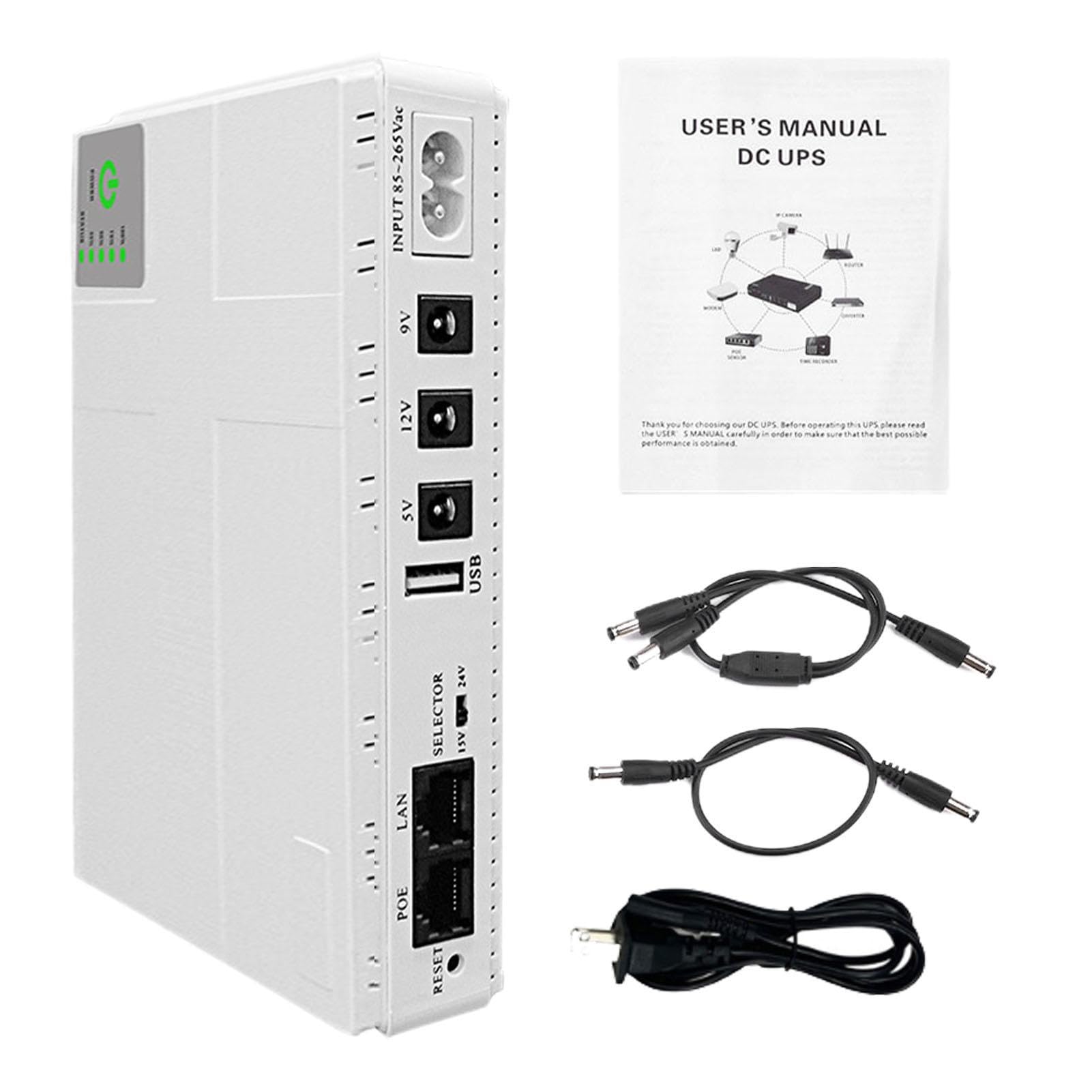 Portable UPS Battery Backup with USB & Speaker Output - Uninterruptible Power Supply for Modem, LED Lights & Electronics | Emergency Power for Home Office, Networking & Outdoor Use