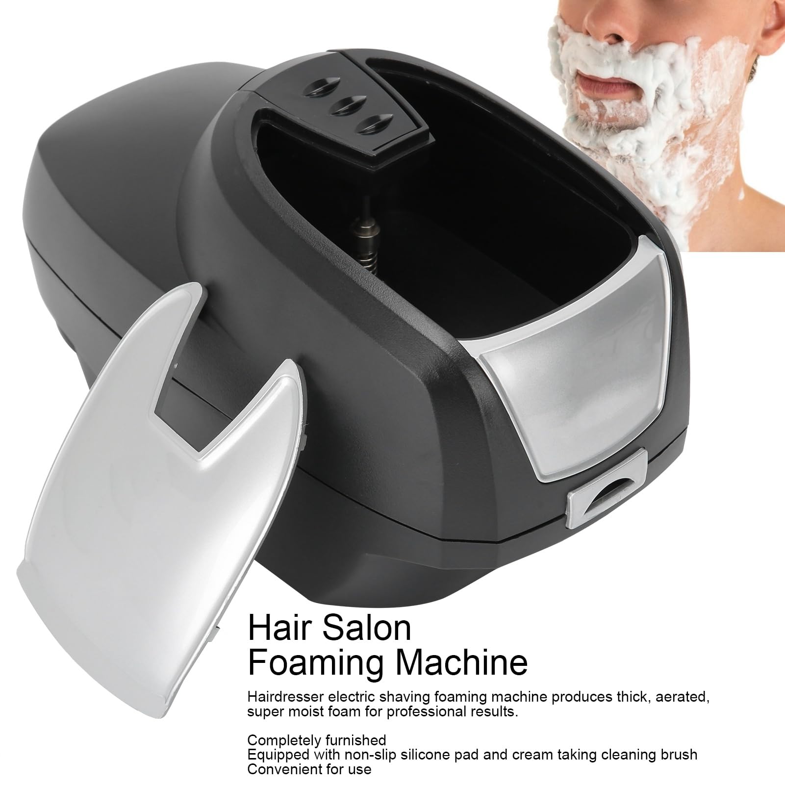 Electric Shaving Foaming Machine for Men - Black Professional Foil Head Shaver with 110-240V Voltage - Perfect for Home, Travel & Salon Grooming