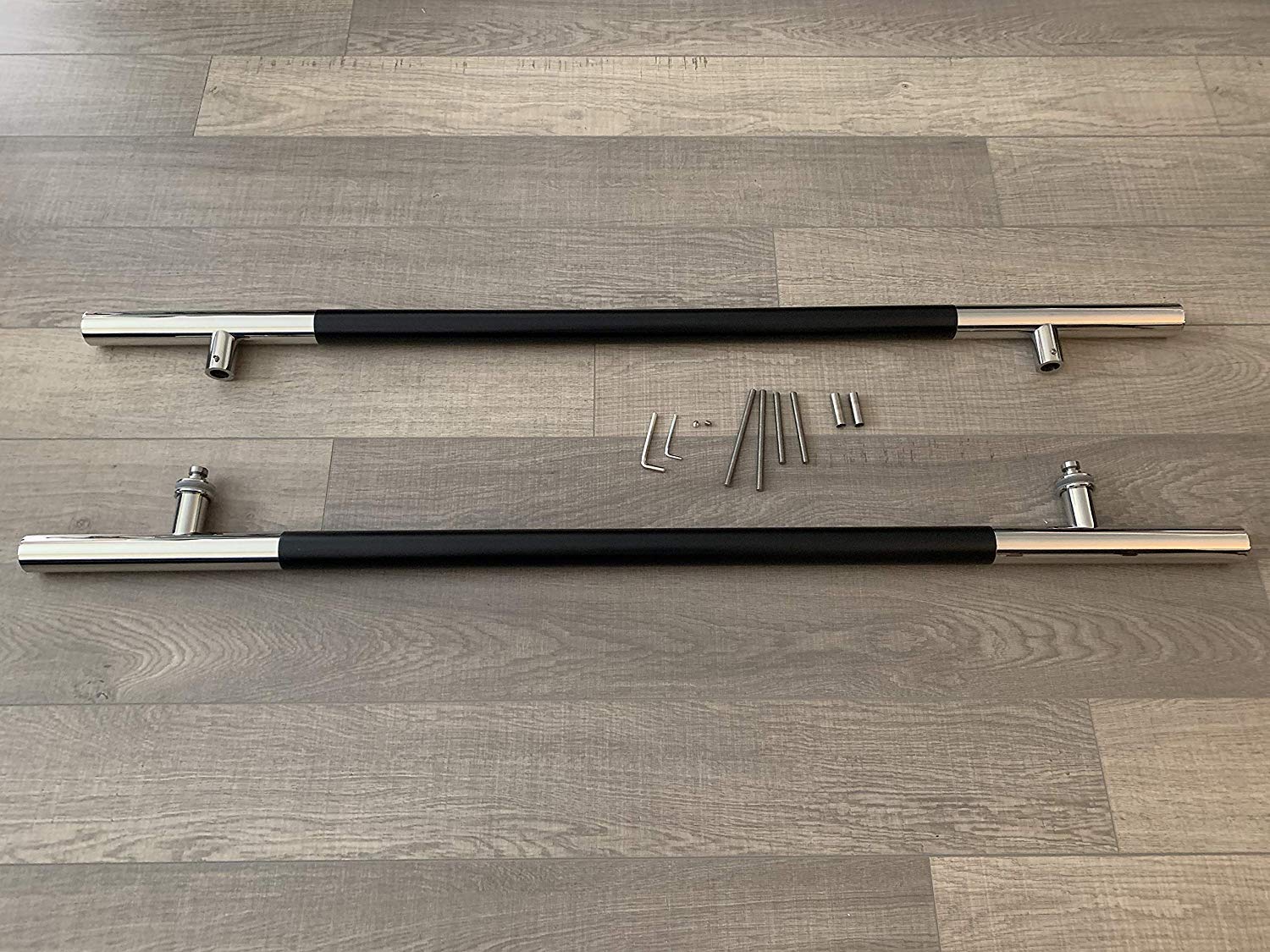 Stainless Steel SUS304 Commercial Store Front Door Handles - 24 Inch (600x38mm) Black Mahogany Wood with Polished Ends - Durable Push Pull Handles for Glass Garage Doors & Entrance Entry - Perfect for Modern Business Storefronts, Office Buildings, and Shopping Centers