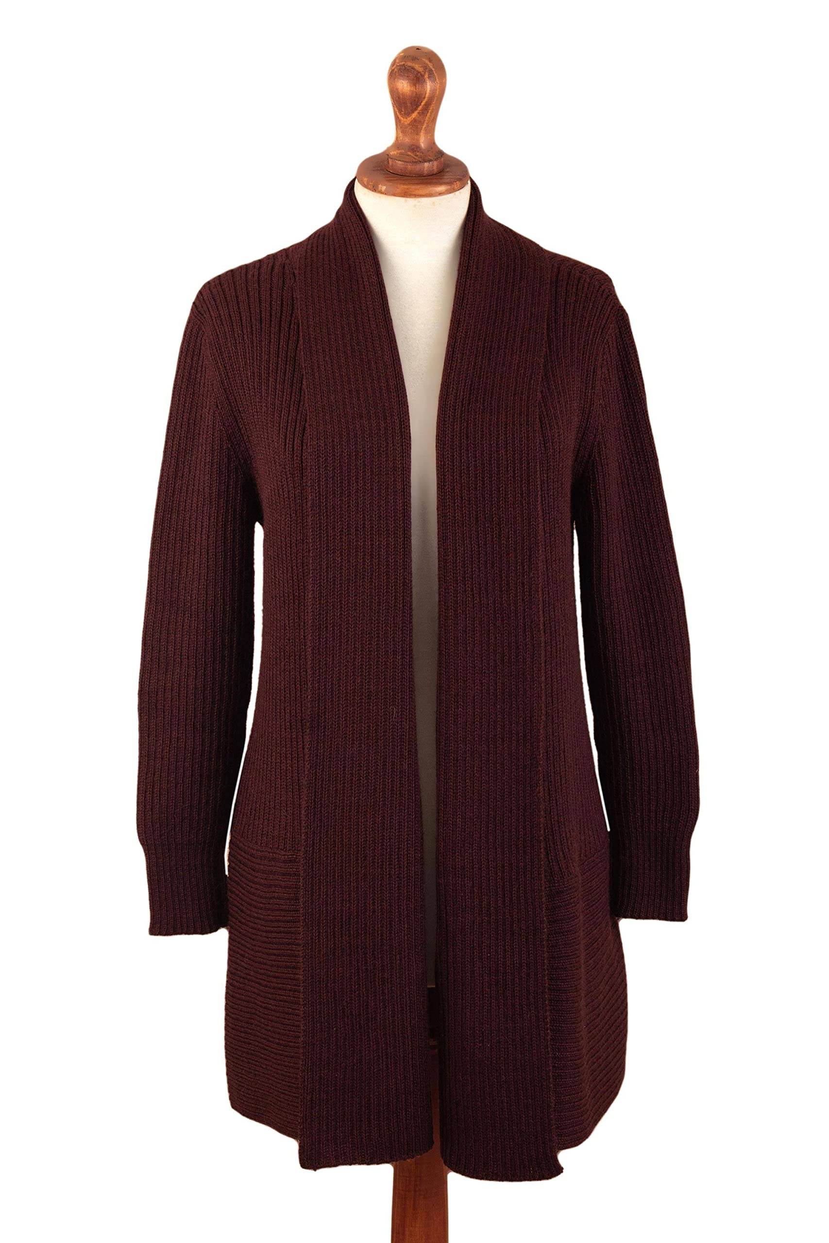 NOVICA Alpaca Blend Cardigan Sweater for Women - Soft Red Wrap Style Winter Knitwear | Cozy Fall & Winter Fashion, Casual Outfit, Office Wear, Gift Idea