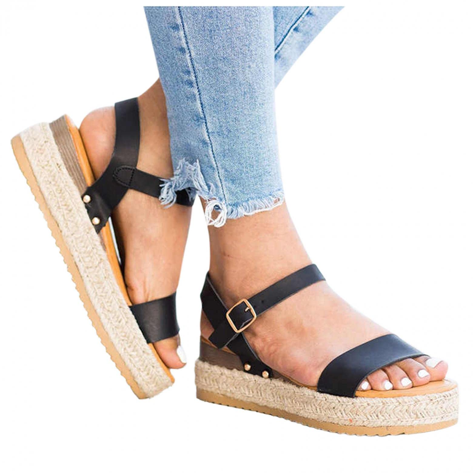 UMIYI Women's Casual Summer Sandals - Hollow Out Ankle Strap Covered Toe Wedge Sandals for Women & Girls | Perfect for Beach, Vacation, and Everyday Wear