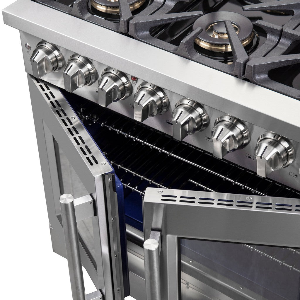 Forno Capriasca 36 Inch 5.36 Cu. Ft. Freestanding Dual Fuel Range - Stainless Steel French Door Gas Stove & Electric Oven (Model FFSGS6387 36) | Perfect for Modern Kitchens, Home Chefs & Entertaining