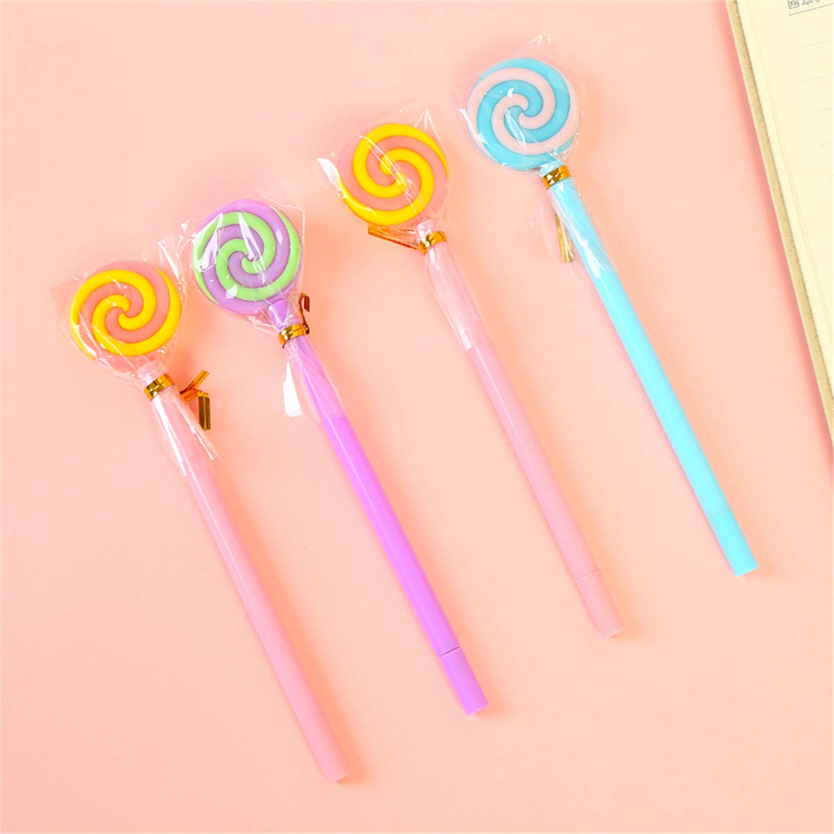 Colorful Cartoon Lollipop-Shaped Rollerball Pens - Smooth Gel Ink Ballpoint Pens for Writing, School, Office & Business Use (5-Pack) - Perfect for Note Taking, Journaling & Gift Giving