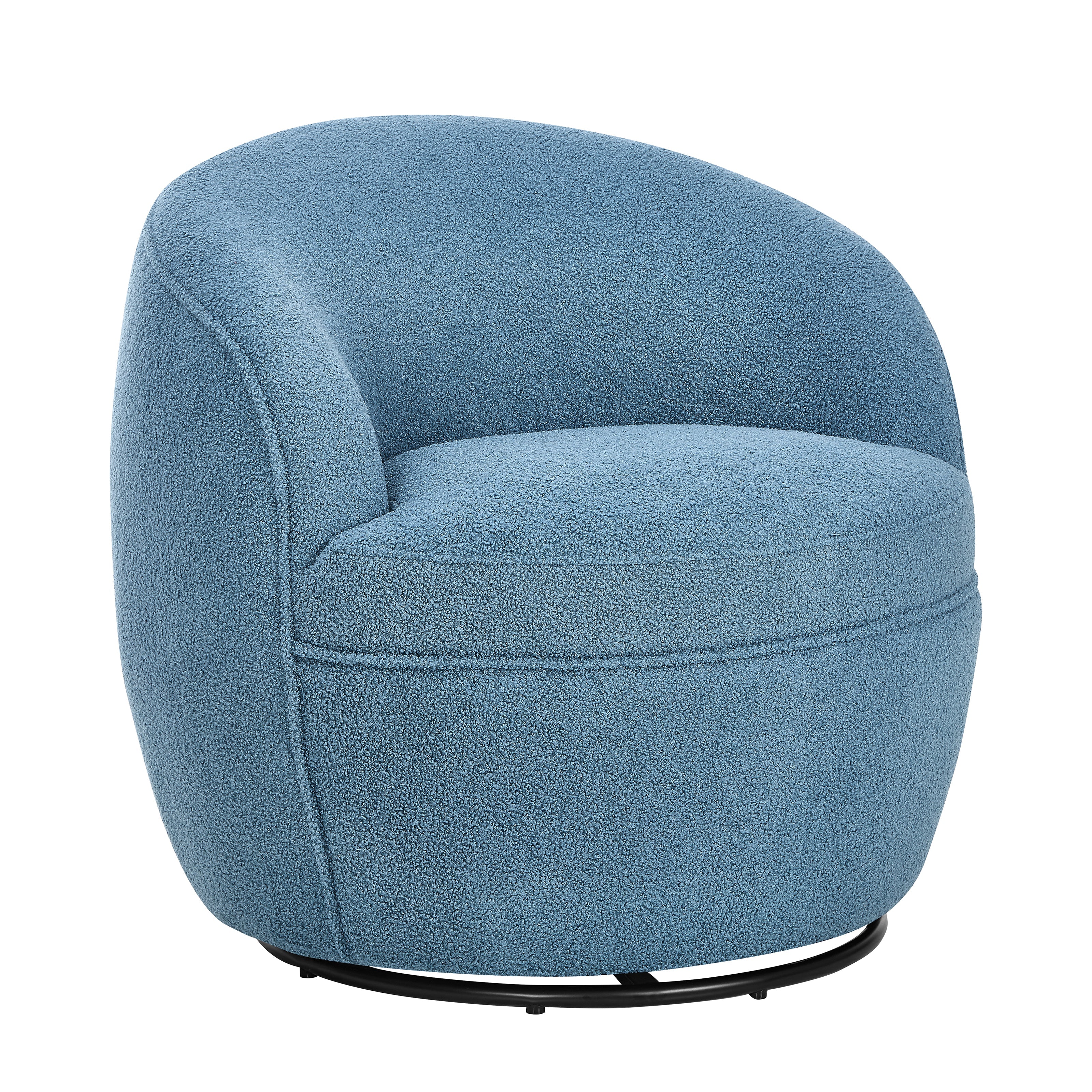 Roundhill Furniture Galleria 360 Swivel Faux Shearling Barrel Chair - Cozy Modern Accent Chair for Living Room, Bedroom & Office - Perfect for Reading, Relaxing & Home Decor