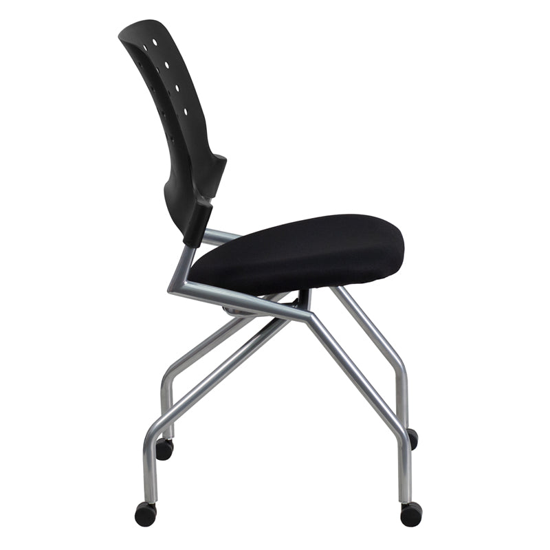 FLASH Galaxy Mobile Nesting Chair with Black Fabric Seat - Lightweight Folding Chair for Outdoor, Camping, Picnics, and Beach Use