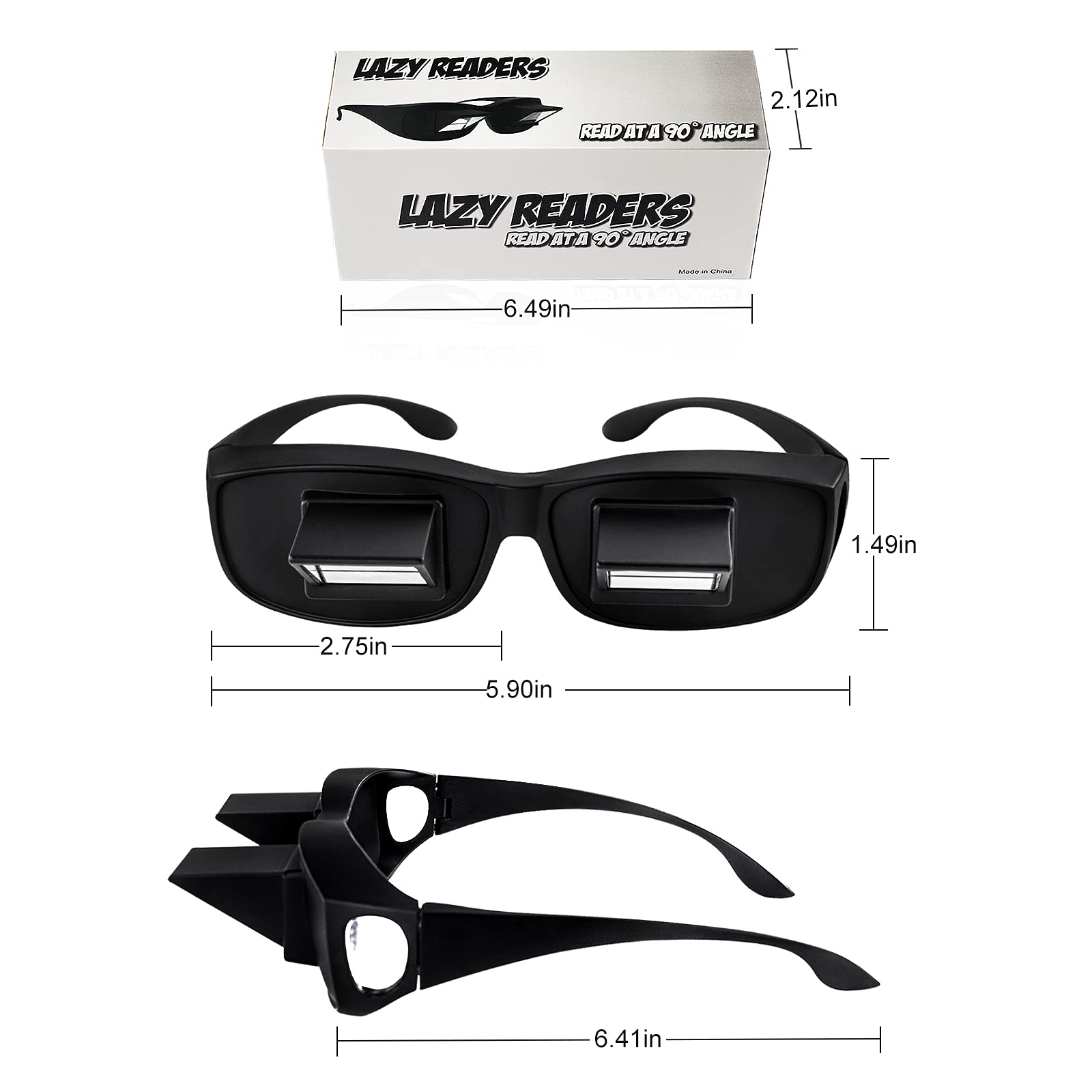 Horizontal Lazy Glasses for Bed Reading & Watching - HD Prism Lenses for Comfortable Viewing