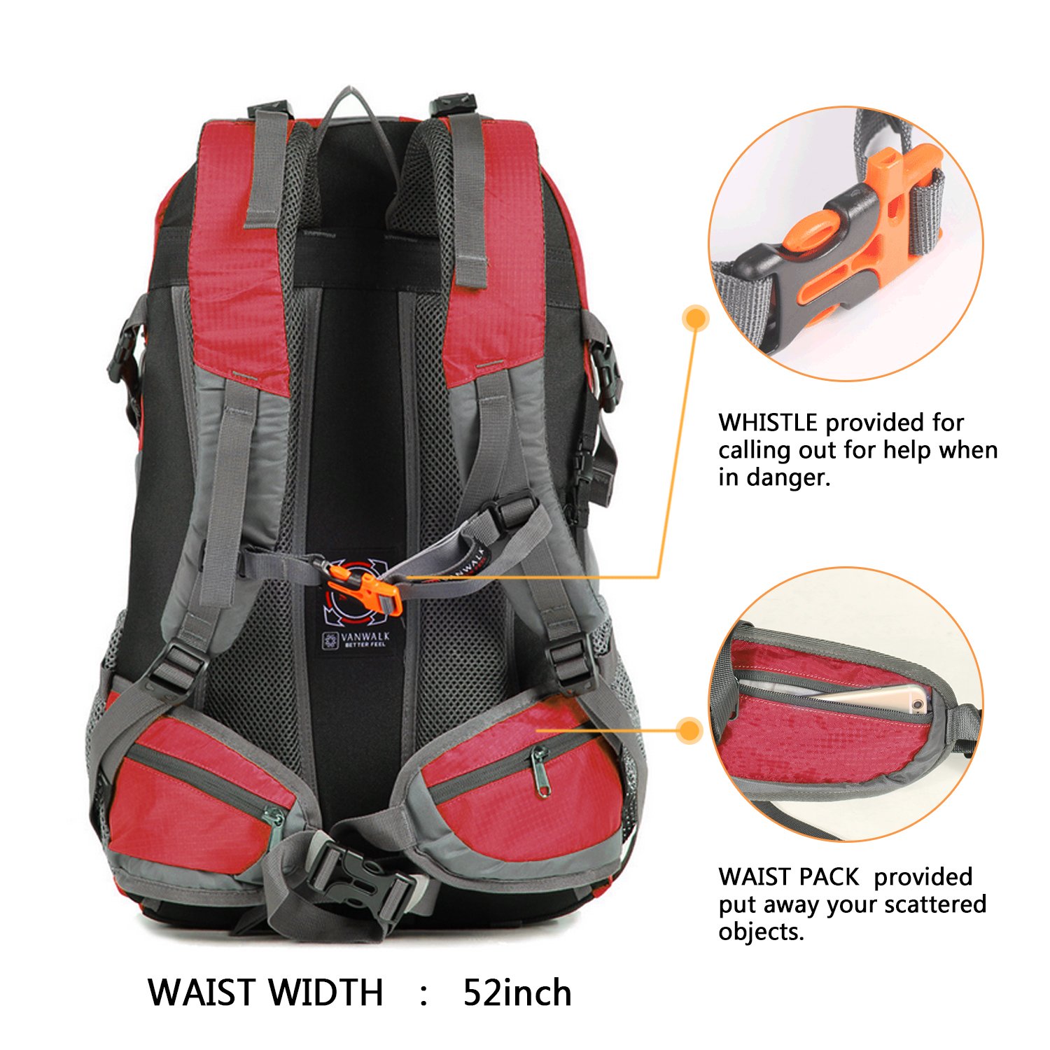 40L Lightweight Water-Resistant Hiking Backpack - Durable Packable Daypack for Men & Women - Perfect for Outdoor Adventures, Camping, and Travel