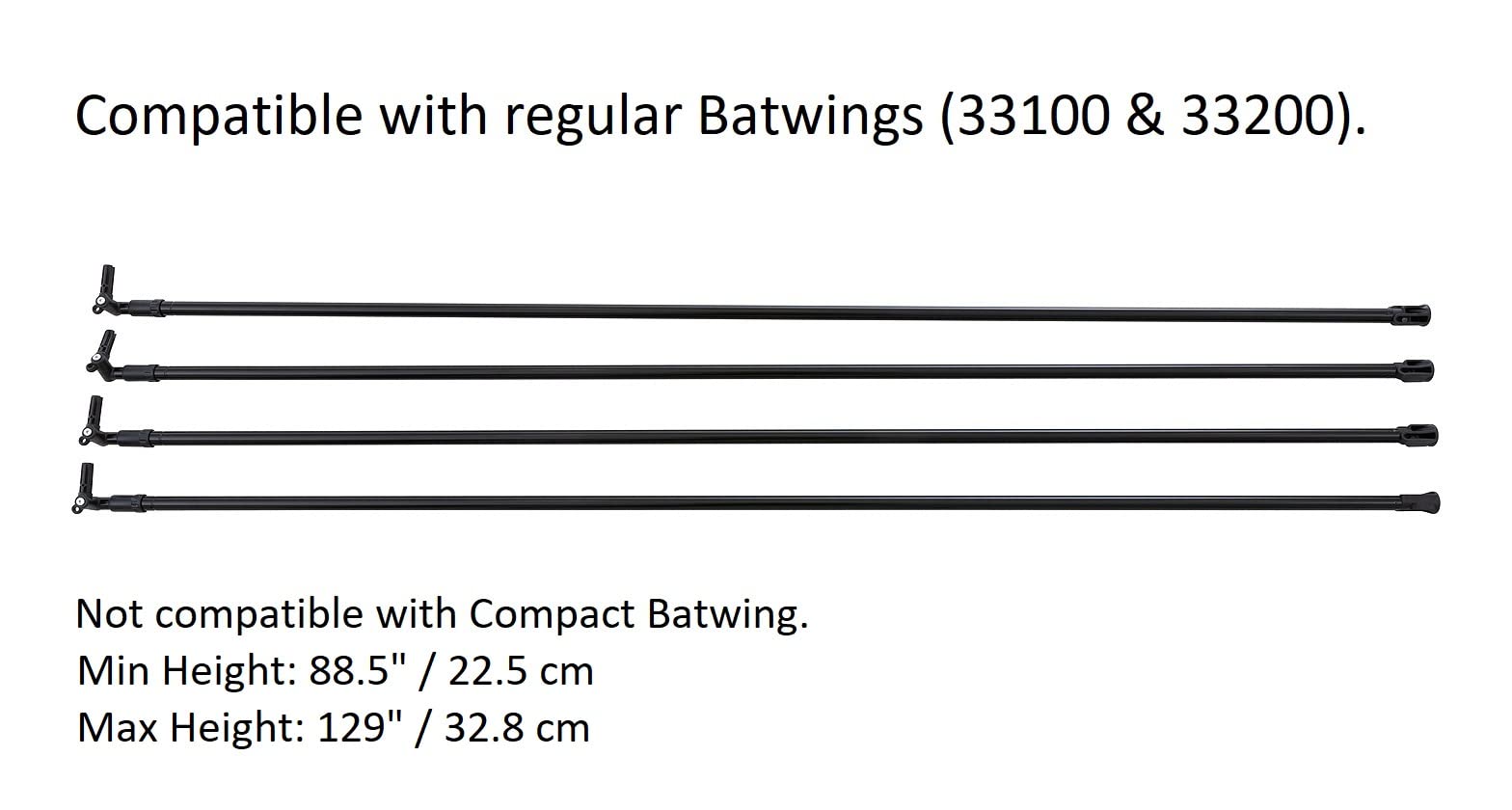 Rhino-Rack Batwing Long Pole Set of 4 with Hinges (33102) - Heavy Duty Roof Rack Accessories for Off-Road Camping & Overlanding Adventures