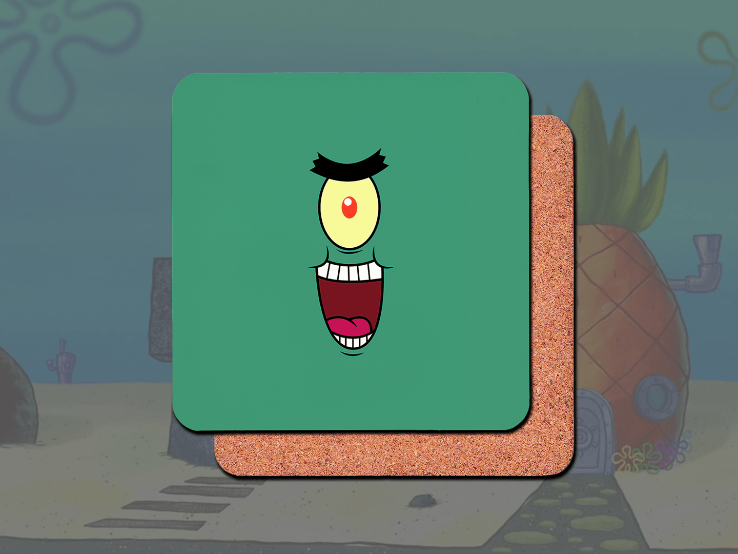 SpongeBob SquarePants Themed Plankton Coffee Mug - Funny Cartoon Character Ceramic Cup for Hot & Cold Drinks - Perfect Gift for Fans, Office Use, and Home Decor