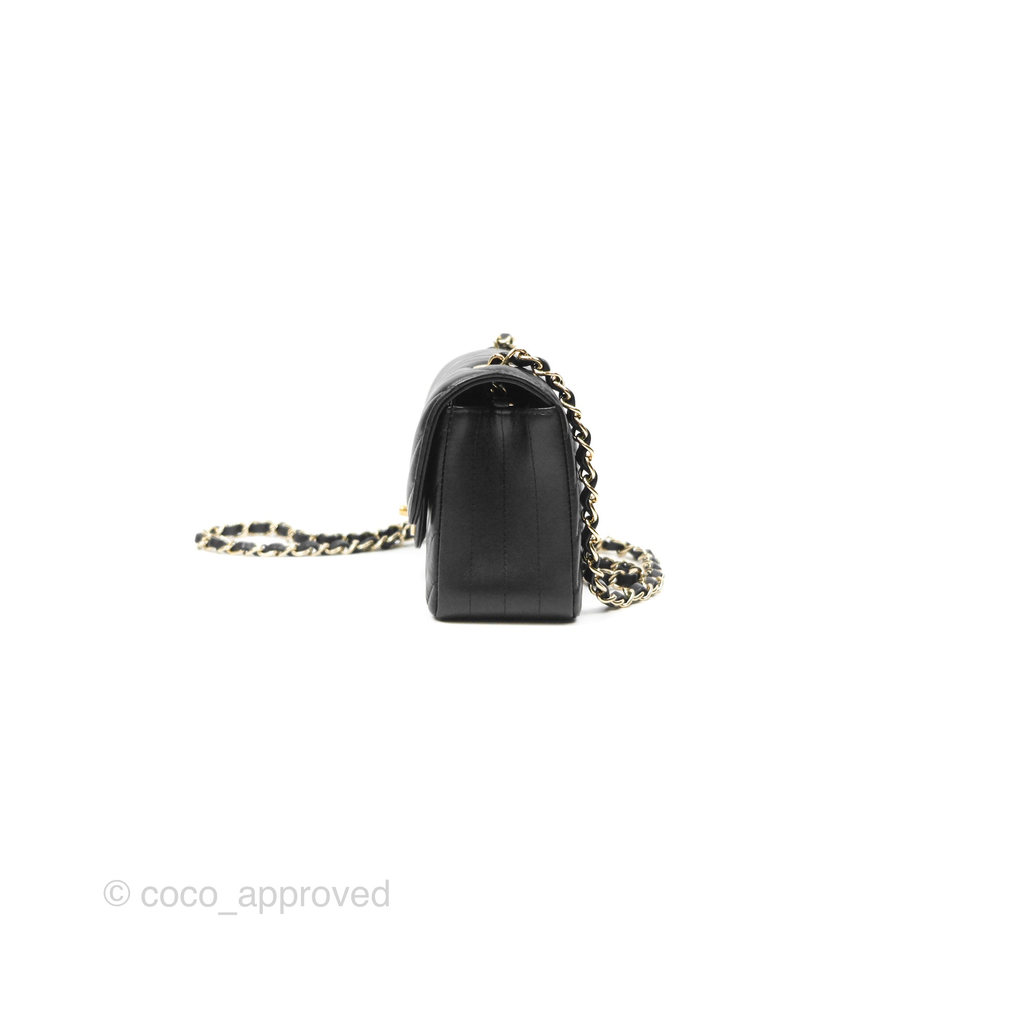 Chanel Chevron Mini Rectangular Flap Bag in Black Lambskin Leather with Gold Hardware - Luxury Crossbody Purse for Women, Perfect for Evening Events & Date Nights