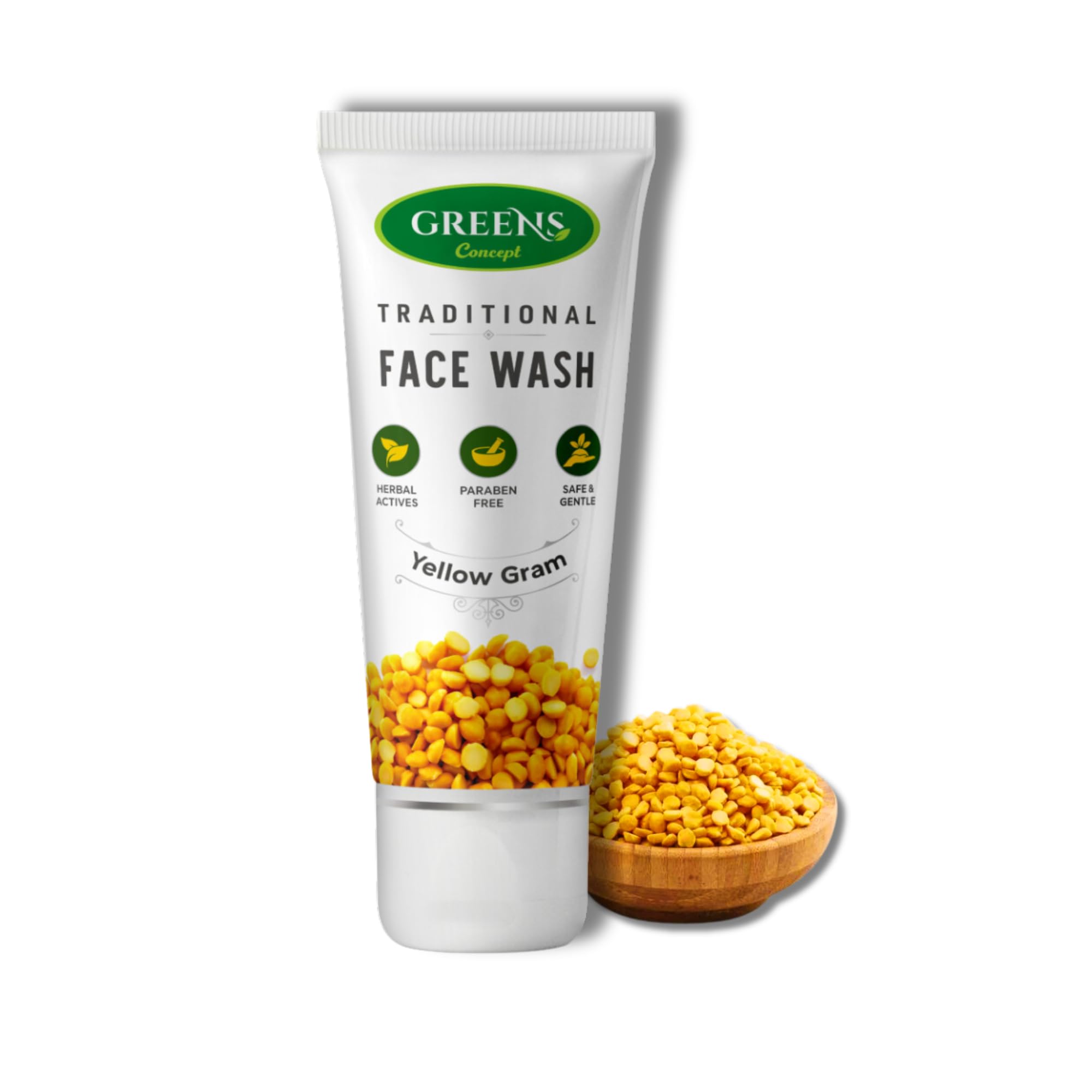 Green’s Concept Traditional Yellow Gram Face Wash - Natural Acne Treatment & Infection Defense, 120ml | Gentle Cleanser for Oily & Sensitive Skin | Daily Skincare Routine