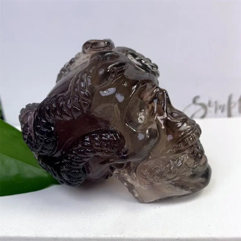 5.5cm Natural Crystal Snake Skull Carving - Healing Energy Stone for Home Decor, Halloween Gift, Meditation & Spiritual Use (1 Piece) - Perfect for Altar Display, Reiki Healing & Gothic Decorations