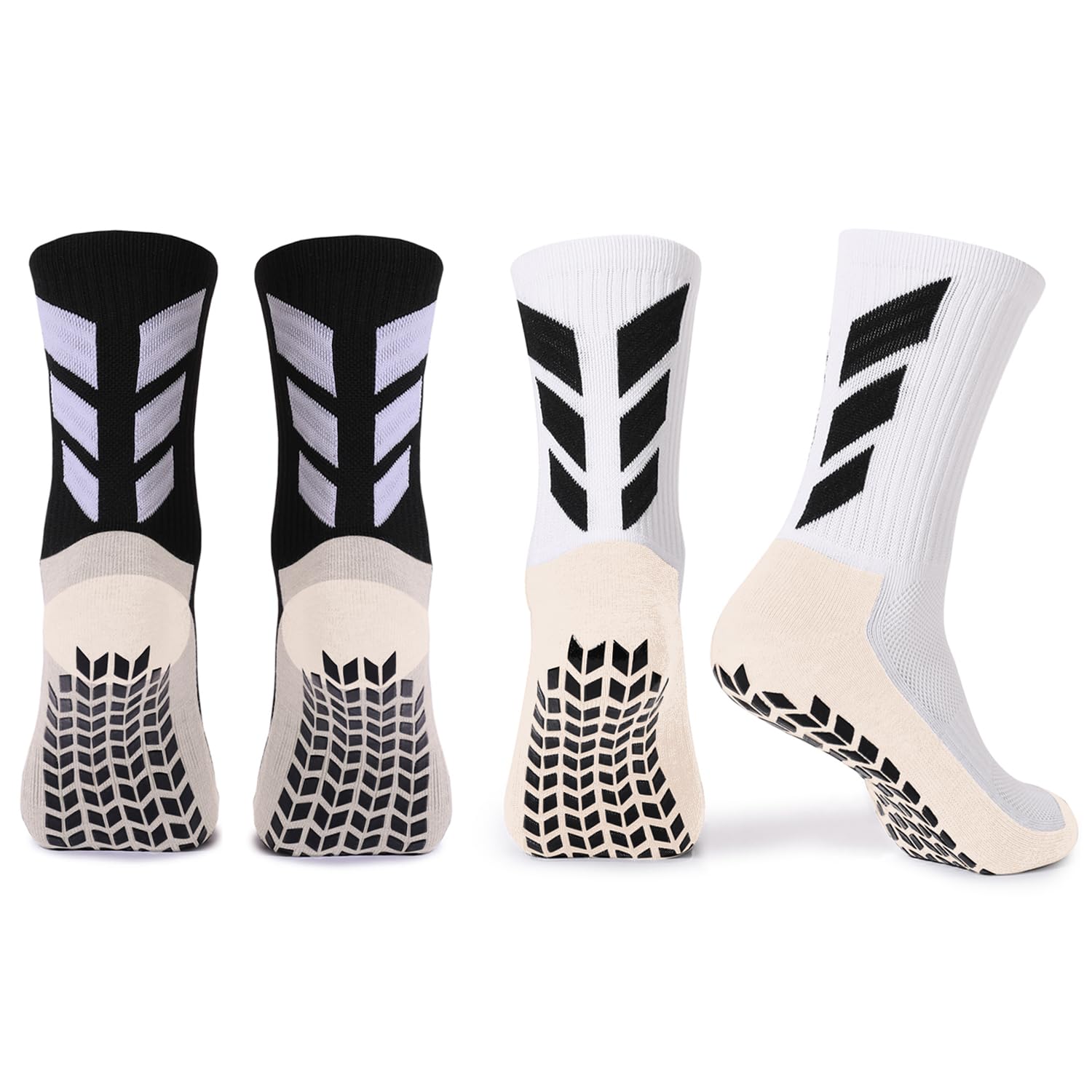 Non-Slip Grip Socks for Men - 4 Pack Athletic Sports Socks for Soccer, Basketball, Volleyball & Pilates | Anti-Slip Hospital Socks with Traction | Perfect for Workouts, Yoga & Post-Surgery Recovery