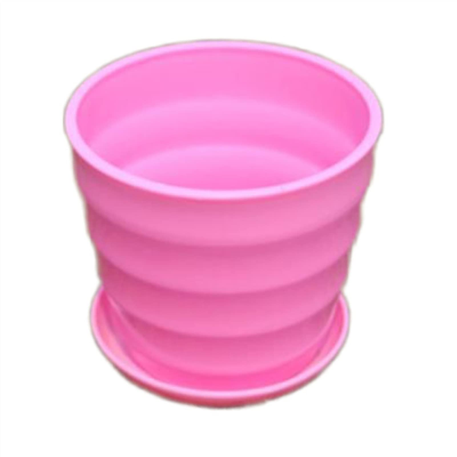 Thickened Plastic Flower Pots with Tray - Imitation Ceramic Succulent Planters for Home, Office & Garden Decor (Pink, 16x13x11cm, Large Size) - Perfect for Indoor Plants, Succulents & Nursery Decorations