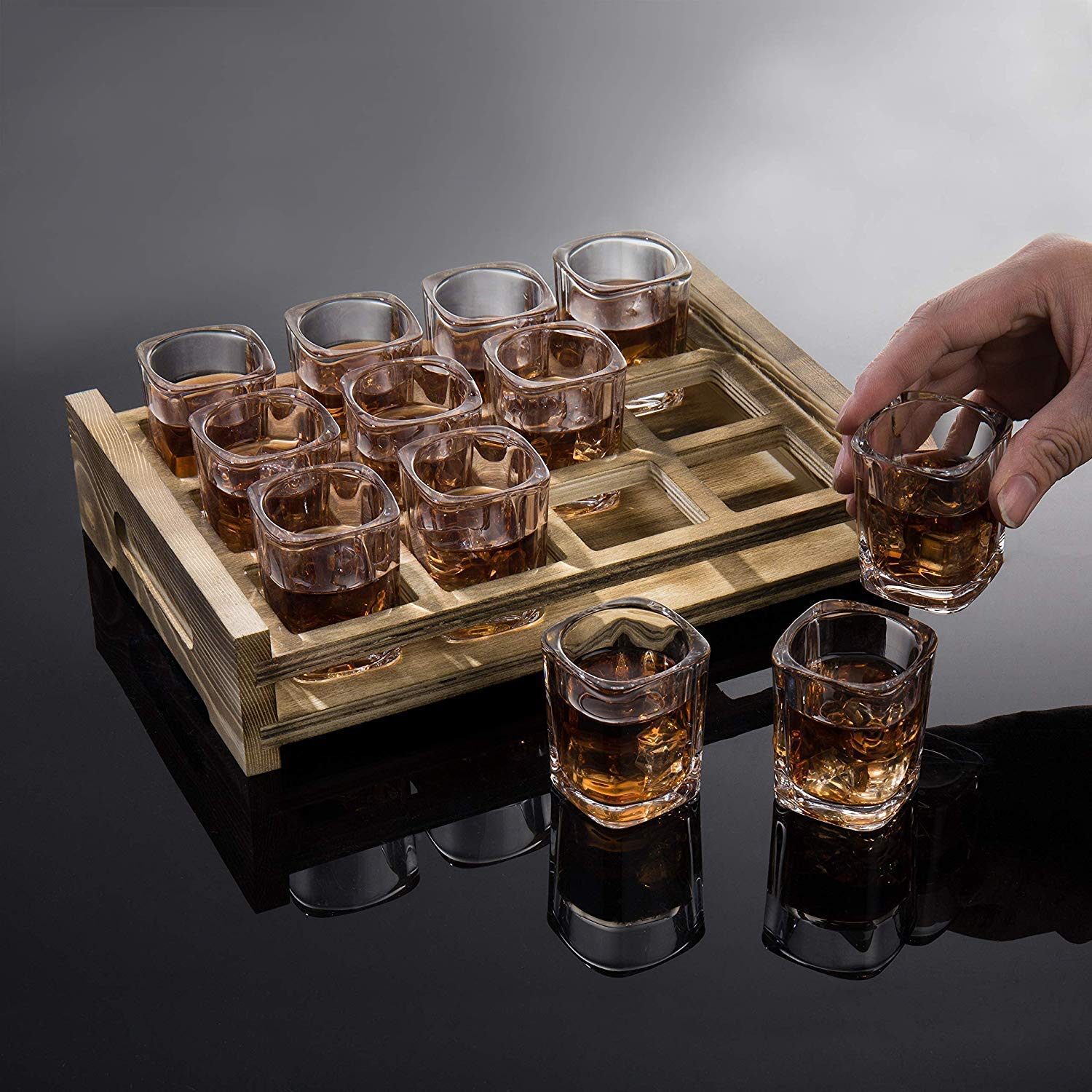 Premium Kosh Crystal Clear Heavy Base Square Shot Glasses - 6 Pack (60ml) for Vodka, Tequila, Whiskey & Cocktails - Perfect for Home Bars, Parties & Wine Tasting - Durable Square Design for Elegant Serving