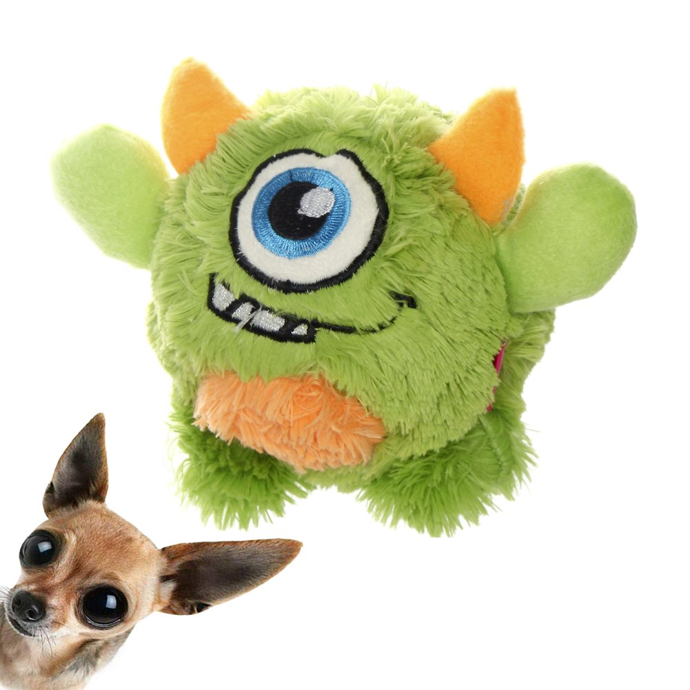 **DWJ Interactive Plush Dog Toys with Squeaky Ball - Fun Chew Toys for Small & Medium Dogs - Perfect for Exercise, Boredom Relief & Indoor/Outdoor Play**