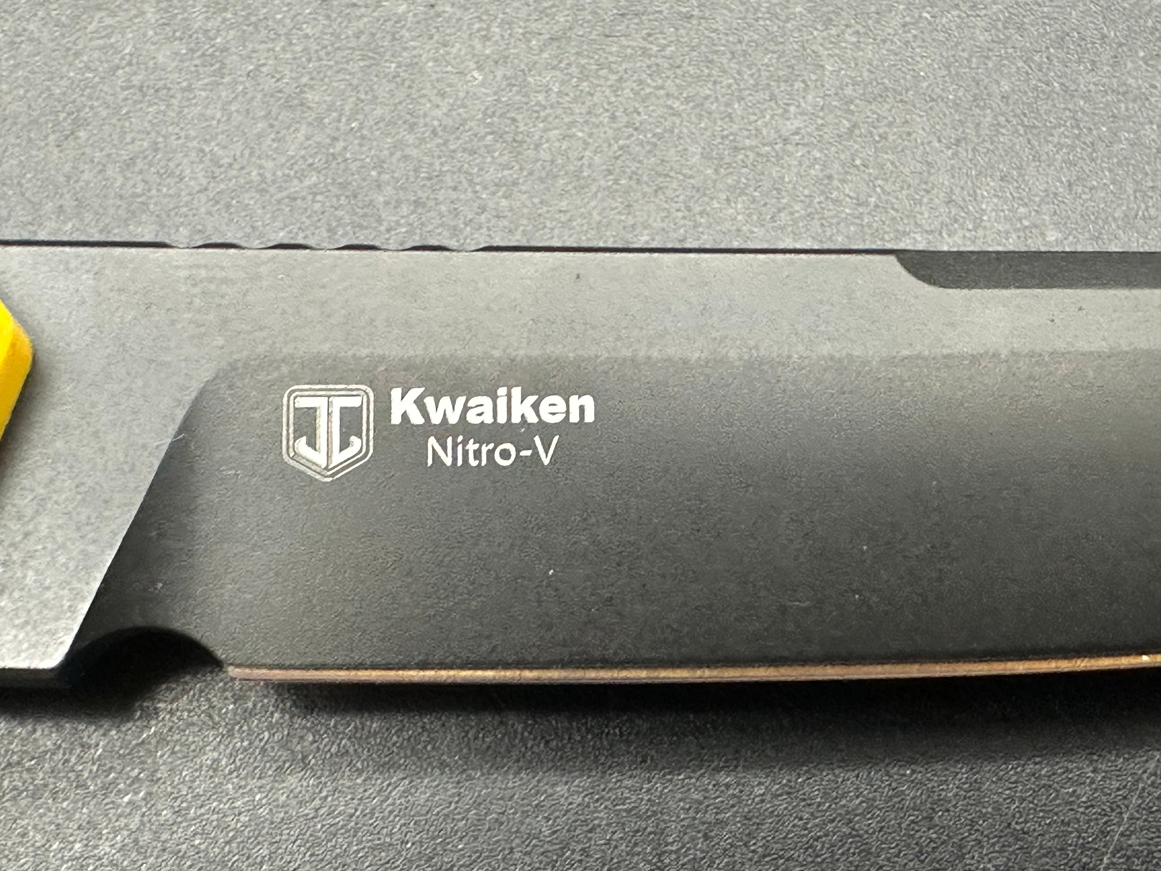 KIZER KWAIKEN Folding Pocket Knife - Black/Yellow G10 Handle with Nitro-V Plain Black Blade | EDC, Outdoor Camping, Hiking & Survival Tool