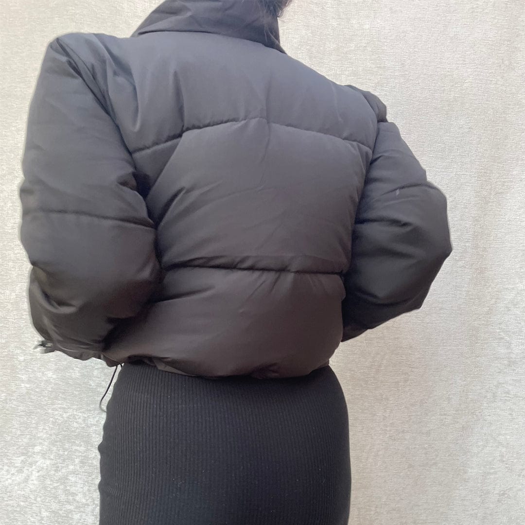 AMARNA Black Cropped Puffer Jacket for Women - Lightweight Winter Coat with Quilted Design | Perfect for Casual Outfits, Streetwear & Cold Weather Fashion