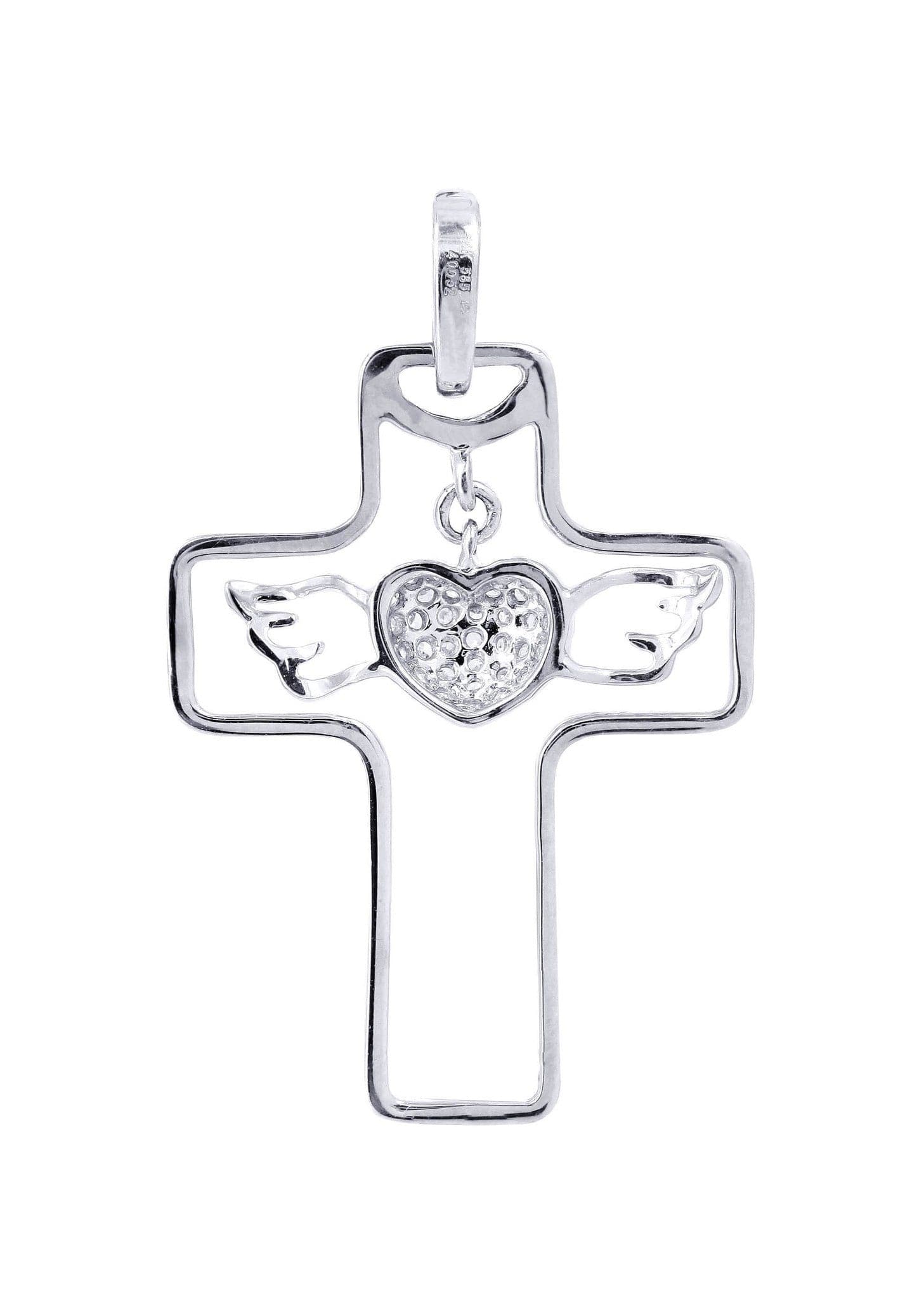 0.24 Carat Diamond Cross Pendant Necklace - 2.13 Grams 14K White Gold Religious Jewelry for Women - Perfect for Baptism, First Communion & Special Occasions