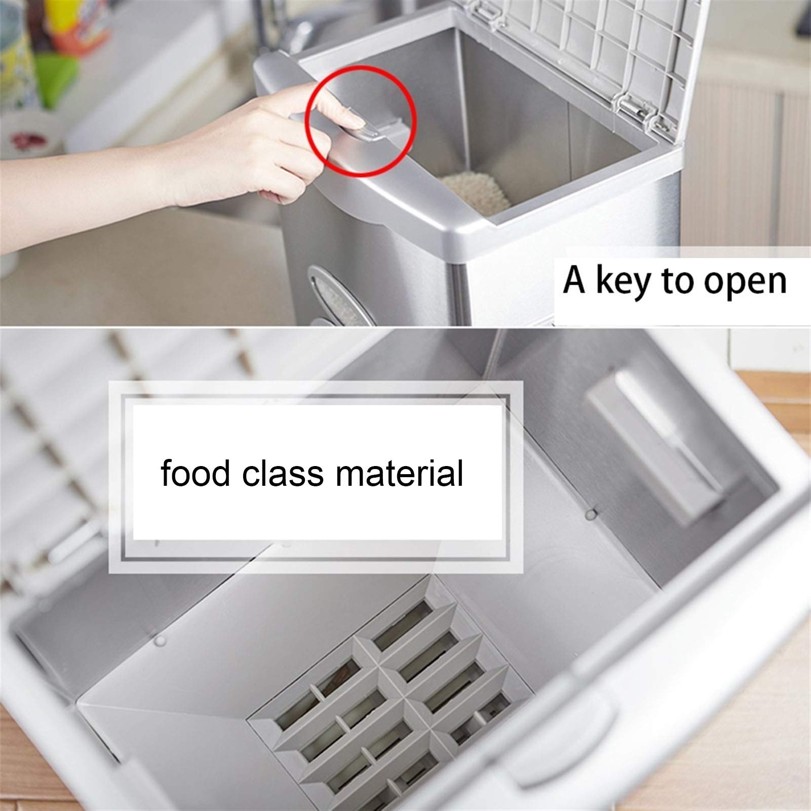 Premium Stainless Steel Rice Dispenser - 20KG/44LB Automatic Food Storage Container for Kitchen Pantry Organization | Airtight & Durable Design for Rice, Grains, Cereal | Perfect for Restaurants, Cafes & Home Use