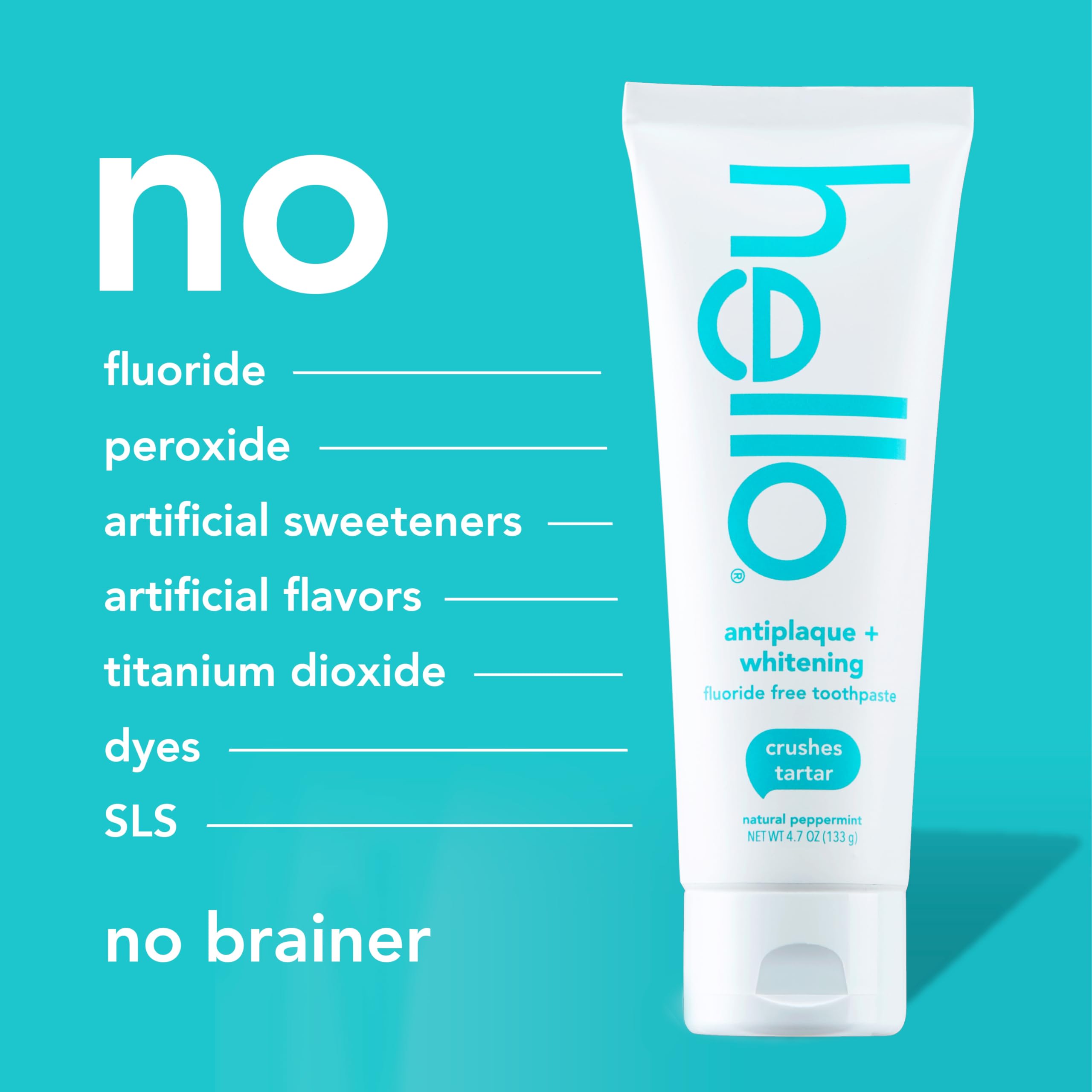 Natural Peppermint Antiplaque Toothpaste for Teeth Whitening - Fluoride Free, Peroxide Free, Gluten Free, SLS Free with Tea Tree Oil - 3 Pack (4.7oz Tubes) - Gentle Whitening for Sensitive Teeth, Fresh Breath for Daily Oral Care
