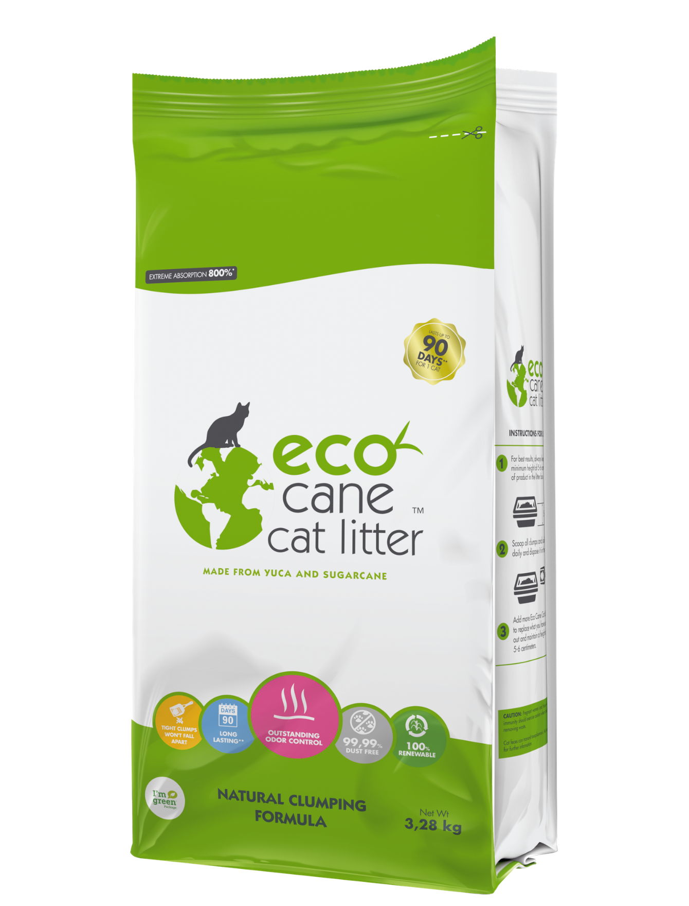 Eco-Friendly Natural Scented Cat Litter - 7.23lb (3.28kg) Biodegradable Clumping Kitty Litter for Odor Control | Perfect for Multi-Cat Homes & Small Spaces