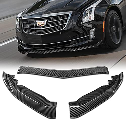 Carbon Fiber Front Bumper Lip Splitter Kit (3PCS) for 2015-2018 Cadillac ATS - JDM Style PU/699/PCF Design - Perfect for Street Racing & Car Shows