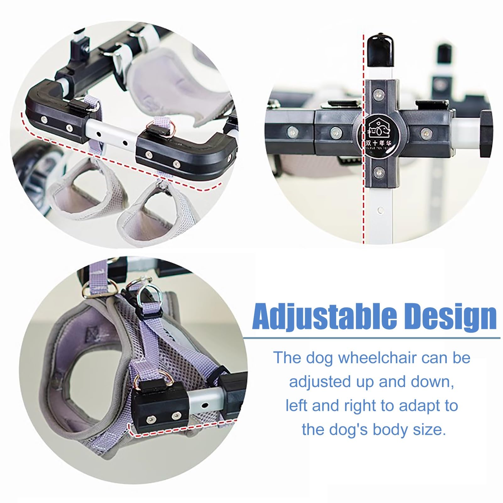 Adjustable 4-Wheel Dog Wheelchair for Small, Medium & Large Disabled Dogs - Full Support Mobility Aid & Hip Brace for Pets - Perfect for Outdoor Walks & Post-Surgery Recovery