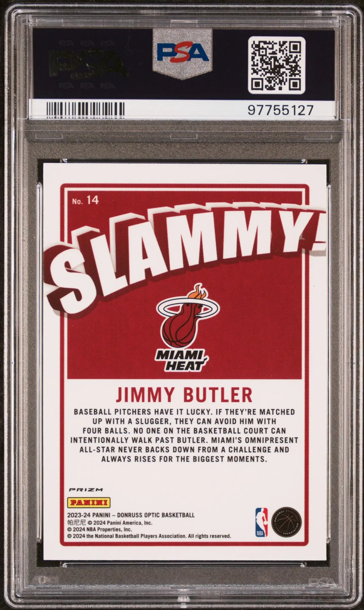 2023 Panini Donruss Optic Slammy! Jimmy Butler PSA 10 #14 Basketball Trading Card - Perfect for Collectors, Investors & Miami Heat Fans