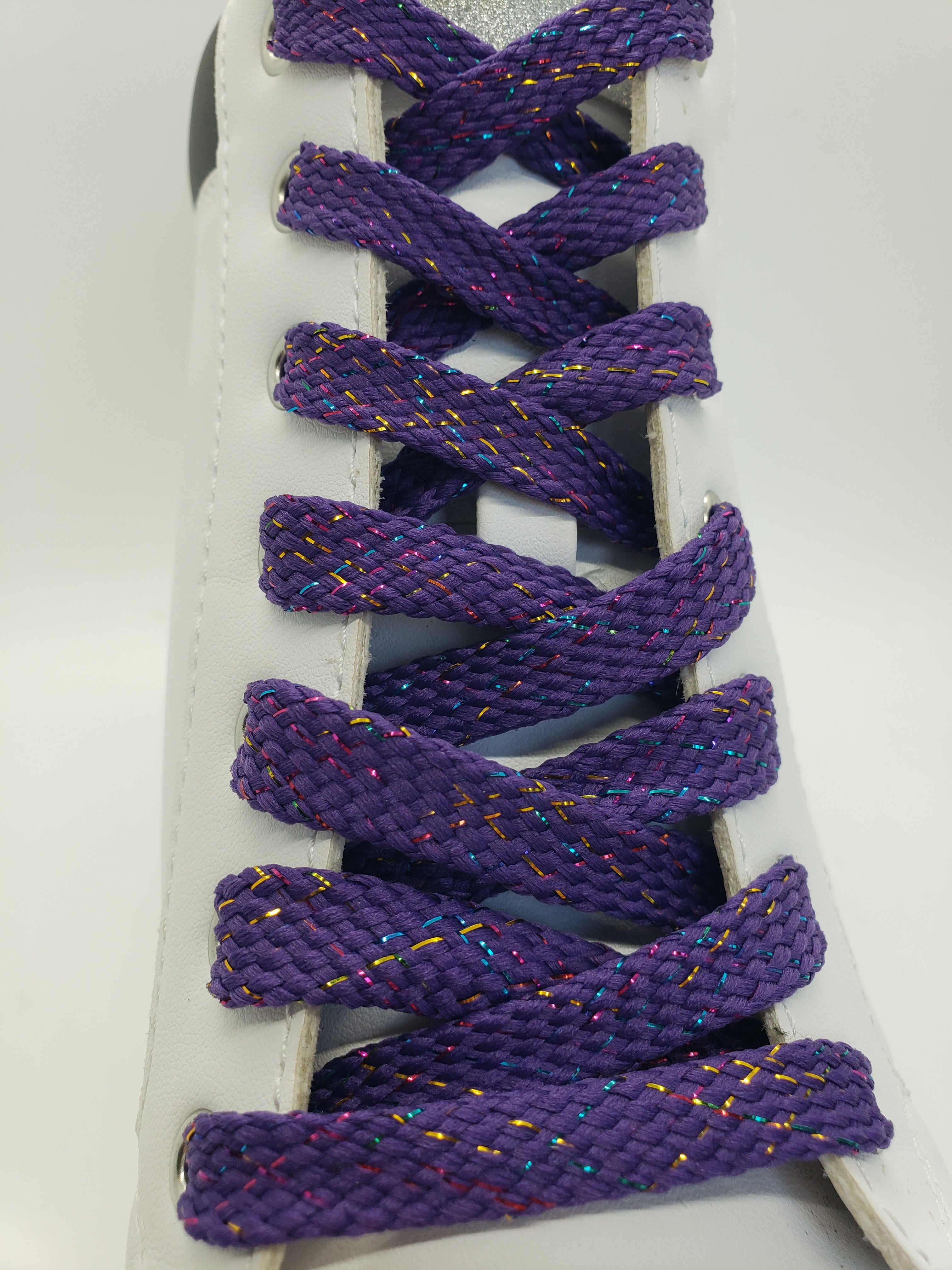 Sparkly Flat Shoelaces for Sneakers - Purple Glitter Laces for Athletic Shoes, Casual Shoes & Fashion Footwear - Perfect for Running, Gym, Workouts & Everyday Wear