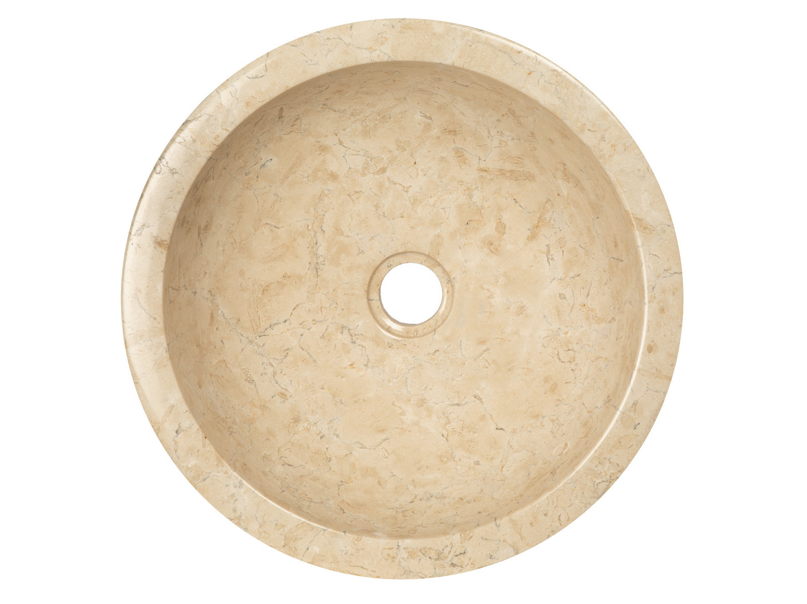 Bahia Round Beige Marble Vessel Sink - Modern Bathroom Vanity Sink for Powder Room, Guest Bath & Master Bathroom Decor
