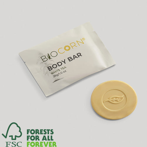 (100/200 Pack) BIOCORN Hotel Bar Soap, 1.0oz/28g - Bulk Mini Soap Bars for Travel, Guest Bathrooms & Hospitality Use