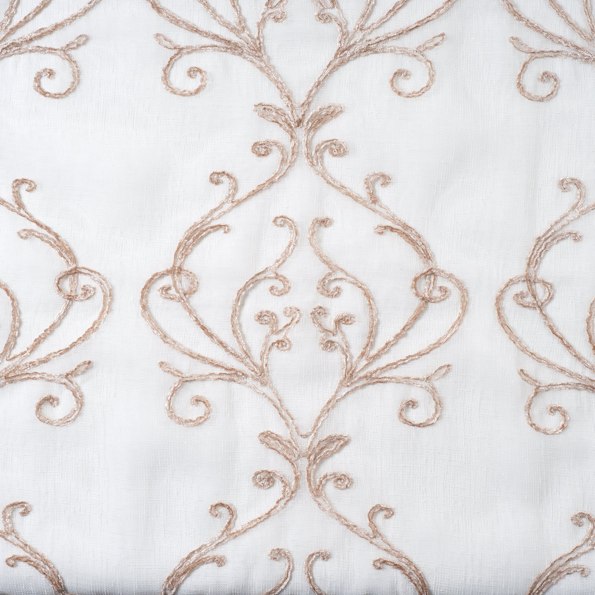 Bedford Home Valencia Embroidered Taupe Curtains 108 Inch - Elegant Window Treatments for Living Room & Bedroom