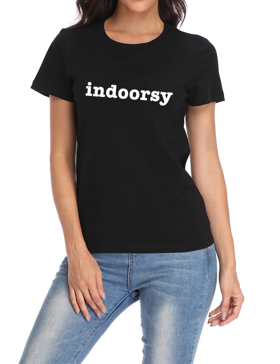 FANNOO Women's Funny Saying Graphic T-Shirt - Casual Cotton Short Sleeve Letter Print Tee for Teen Girls - Perfect for Lazy Days, Indoor Activities & Casual Outings